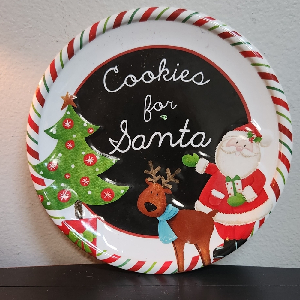 New Ceramic "Cookies for Santa " Christmas Plate